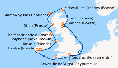 Itinéraire de la croisière Douvres (Royaume-Uni), Cowes, Ile de Wight (R...