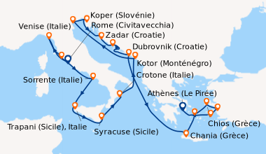 Itinéraire de la croisière Rome (Civitavecchia), Florence-Pise (La Spezi...