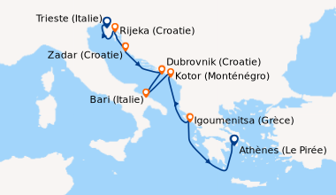 Itinéraire de la croisière Trieste (Italie), Rijeka (Croatie), Zadar (Cr...