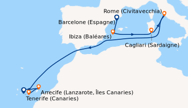 Itinéraire de la croisière Barcelone (Espagne), Ibiza (Baléares), En mer...