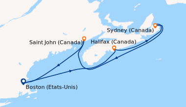 Itinéraire de la croisière Boston (Etats-Unis), En mer, Portland, Maine ...