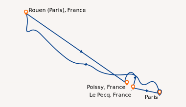 Itinéraire de la croisière La Seine en Majesté à bord d'un bateau à roues à aubes (PRG_NOPP)
