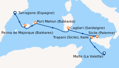 Itinéraire de la croisière Cruising the Mediterranean: Sicily, Sardinia, and Mallorca – with Smithsonian Journeys