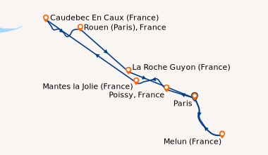 Itinéraire de la croisière La Seine des Rois de France (formule port/port) (PNR_ROIPP)