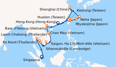 Itinéraire de la croisière Singapour, En mer, En mer, Laem Chabang (Thaï...