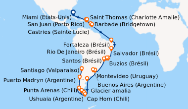 Itinéraire de la croisière Miami (Etats-Unis), En mer, En mer, San Juan ...