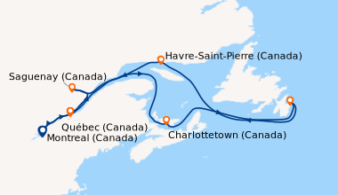 Itinéraire de la croisière Montreal (Canada), Saint-Laurent (fleuve/Cana...