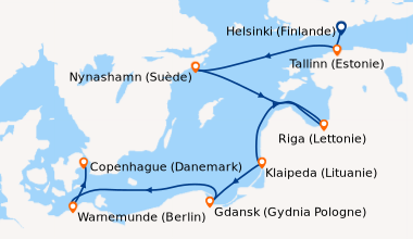 Itinéraire de la croisière Helsinki (Finlande), Tallinn (Estonie), Nynas...