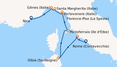 Itinéraire de la croisière Nice, Gênes (Italie), Santa Margherita (Itali...