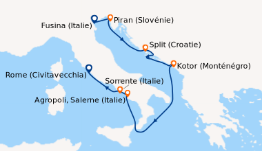 Itinéraire de la croisière Fusina (Italie), Piran (Slovénie), En mer, Ko...