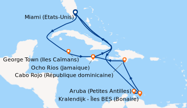 Itinéraire de la croisière Miami (Etats-Unis), En mer, George Town (Iles...