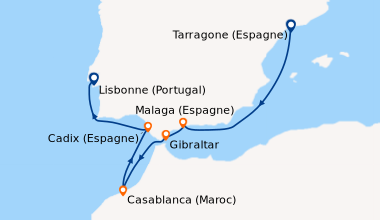 Itinéraire de la croisière Tarragone (Espagne), Tarragone (Espagne), Mal...