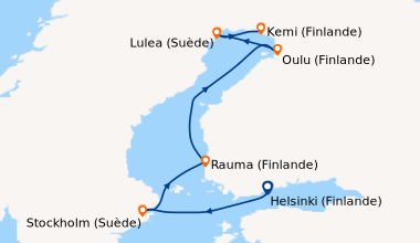 Itinéraire de la croisière Le golfe de Botnie, aux portes de l’Arctique