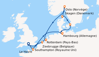 Itinéraire de la croisière Southampton (Royaume Uni), En mer, Hambourg (...