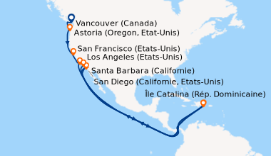 Itinéraire de la croisière Vancouver (Canada), Astoria (Oregon, Etat-Uni...