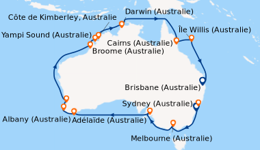 Carte de l'itinéraire de la croisière