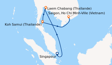 Itinéraire de la croisière Singapour, En mer, En mer, Laem Chabang (Thaï...