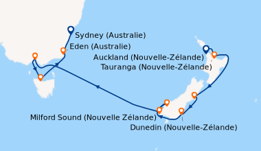 Itinéraire de la croisière Auckland (Nouvelle-Zélande), Tauranga (Nouvel...