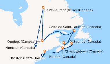 Itinéraire de la croisière Montreal (Canada), Saint-Laurent (fleuve/Cana...