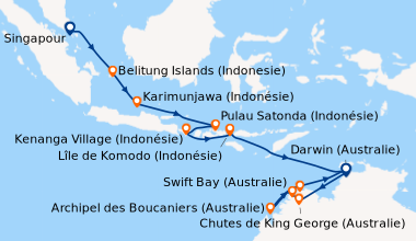 Itinéraire de la croisière Singapour, En mer, Belitung Islands (Indonesi...