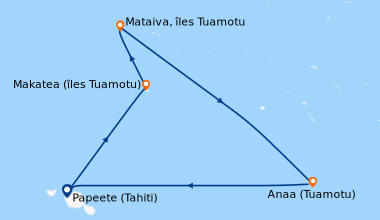 Itinéraire de la croisière Découverte de Tuamotu