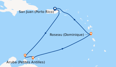 Itinéraire de la croisière San Juan (Porto Rico), En mer, Aruba (Petites...