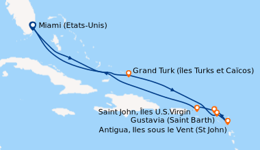Itinéraire de la croisière Miami (Etats-Unis), En mer, Grand Turk (îles ...