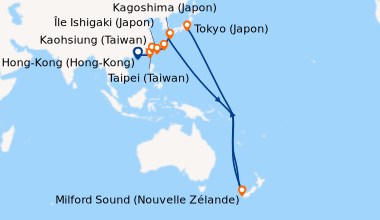 Itinéraire de la croisière Hong-Kong (Hong-Kong), En mer, Kaohsiung (Tai...