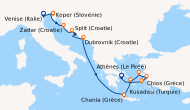 Itinéraire de la croisière Venise (Italie), Koper (Slovénie), Zadar (Cro...