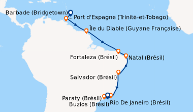 Carte de l'itinéraire de la croisière