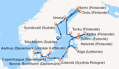 Itinéraire de la croisière Stockholm (Suède), Stockholm (Suède), En mer,...