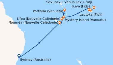 Itinéraire de la croisière Sydney (Australie), En mer, En mer, Nouméa (N...