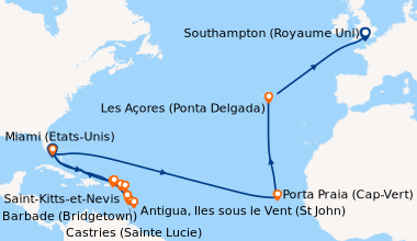 Itinéraire de la croisière Miami (Etats-Unis), En mer, En mer, Saint Tho...