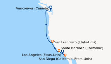Itinéraire de la croisière Vancouver (Canada), En mer, En mer, San Franc...