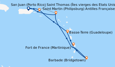 Itinéraire de la croisière San Juan (Porto Rico), Saint Martin (Philipsb...