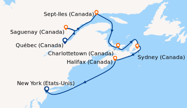 Carte de l'itinéraire de la croisière