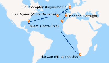 Itinéraire de la croisière Miami (Etats-Unis), Port Canaveral, Orlando (...