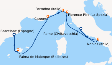 Itinéraire de la croisière Rome (Civitavecchia), Capri (Italie), En mer,...