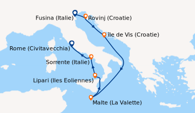Itinéraire de la croisière Fusina (Italie), Rovinj (Croatie), île de Vis...