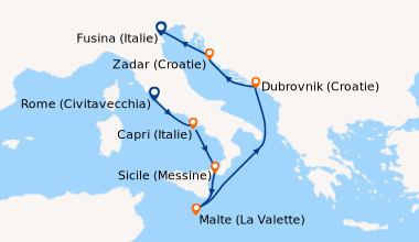Itinéraire de la croisière Rome (Civitavecchia), Capri (Italie), Sicile ...