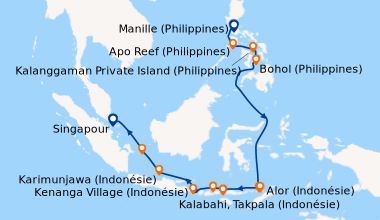 Itinéraire de la croisière Manille (Philippines), Apo Reef (Philippines)...