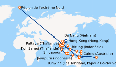 Itinéraire de la croisière Singapour, En mer, En mer, Puerto Princessa, ...