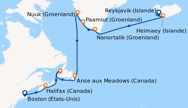 Itinéraire de la croisière Reykjavik (Islande), Heimaey (Islande), En me...