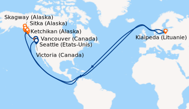 Itinéraire de la croisière Vancouver (Canada), En mer, Ketchikan (Alaska...