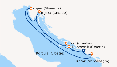 Itinéraire de la croisière Dubrovnik (Croatie), Kotor (Monténégro), En m...