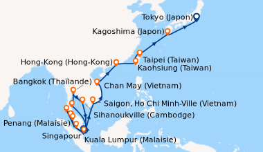 Itinéraire de la croisière Singapour, En mer, Phuket (Thaïlande), Langka...
