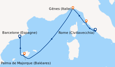 Itinéraire de la croisière Rome (Civitavecchia), Livourne (Florence, Pis...