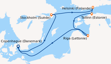 Itinéraire de la croisière Copenhague (Danemark), En mer, Stockholm (Suè...
