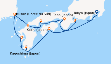 Itinéraire de la croisière Tokyo (Japon), Toba (Japon), Kochi (Japon), K...