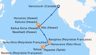 Itinéraire de la croisière Vancouver (Canada), En mer, En mer, En mer, E...